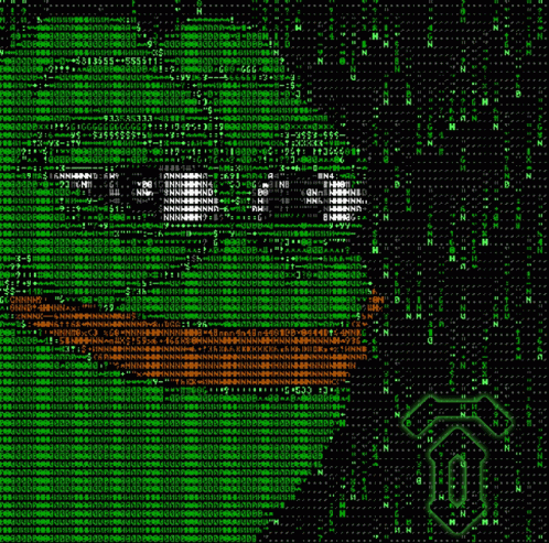 Teenage Mutant Ninja Turtle Made of Green Numbers