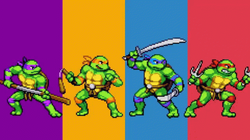 Teenage Mutant Ninja Turtle Pixel Group Fighters GIF