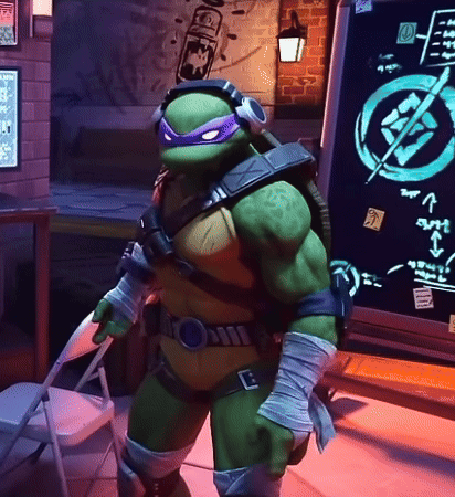 Teenage Mutant Ninja Turtle Wearing Headphones at Blackboard