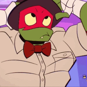 Teenage Mutant Ninja Turtle With Hat And Bow Tie GIF
