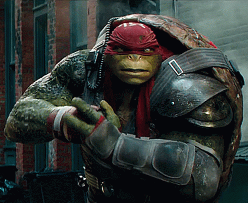 Teenage Mutant Ninja Turtle With Red Headband And Armor GIF