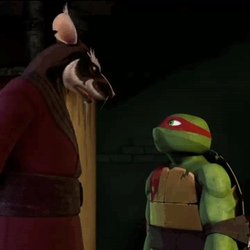 Teenage Mutant Ninja Turtles Splinter And Raphael Talking To Each Other GIF