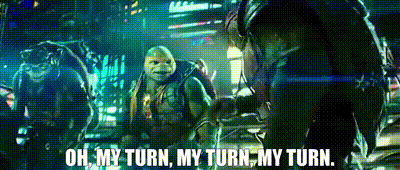 Teenage Mutant Ninja Turtles Standing In Dark Room Talking GIF