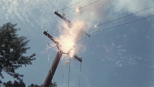Telephone Pole Struck By Electrical Storm