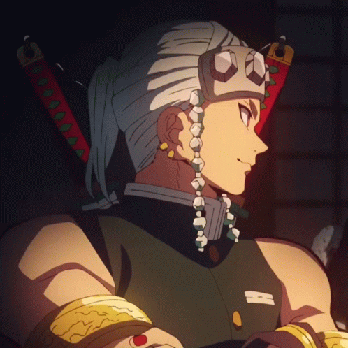 Tengen Uzui Holding Chin While Talking GIF