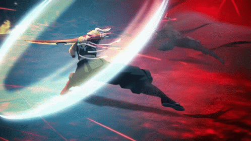 Tengen Vs Gyutaro Severe Sword Combat GIF