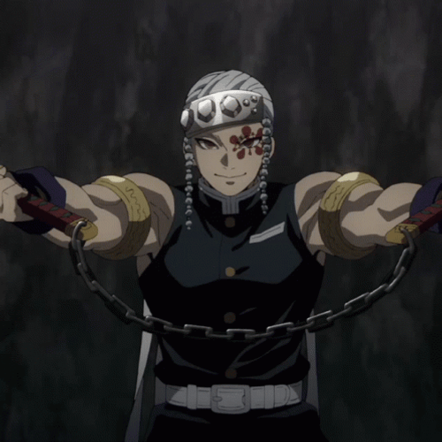 Tengen Vs Gyutaro Sword Fight Demon Slayer GIF