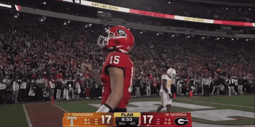 Tennessee And Georgia Football Players Celebrate A Touchdown GIF