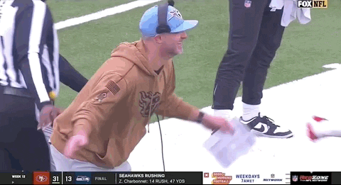 Tennessee Titans Azeez Al Shaair And Mike Vrabel GIF