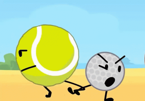 Tennis Ball and Golf Ball Standing on Beach