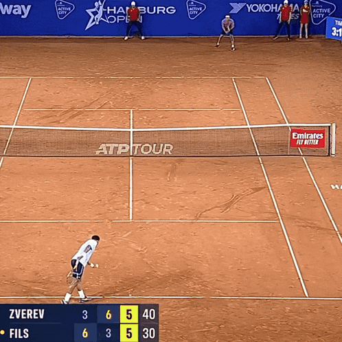 Tennis Game With Emirates Fly Better Banner on Net