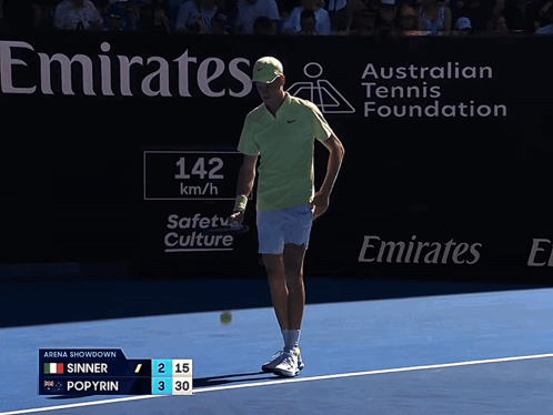 Tennis Match In Front Of Emirates Banner GIF