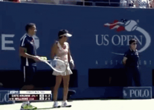 Tennis Match In Front Of US Open Banner GIF