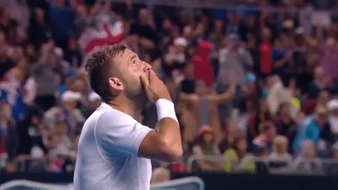 Tennis Player Blow A Kiss Above GIF