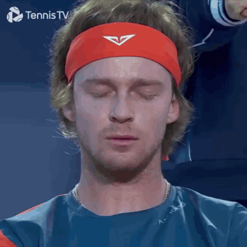 Tennis Player Eyes Closed Headband With V