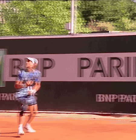 Tennis Player In Front Of BNP Paribas Banner GIF