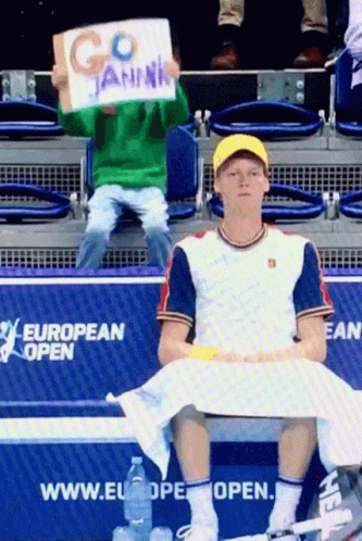 Tennis Player With Go Jannik Sign GIF