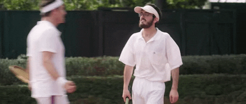 Tennis Players Chest Bump GIF