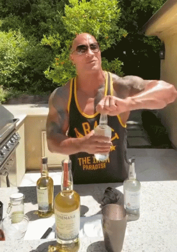The Rock Opening Tequila Bottle GIF