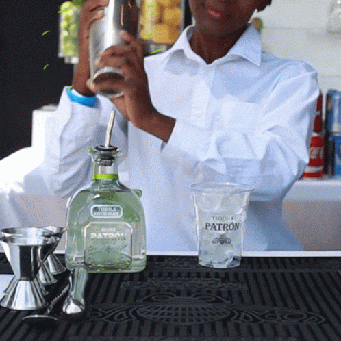 Tequila Patron Bottle on Bar