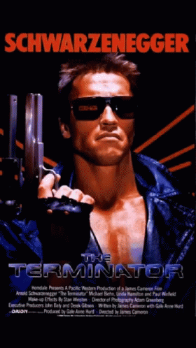 Terminator Arnold Schwarzenegger Holding Gun