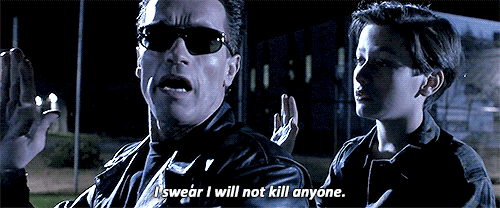 Terminator Arnold Schwarzenegger Pledge Will Never Kill Anyone GIF