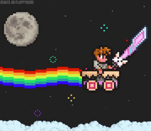Terraria Rainbow Driving GIF