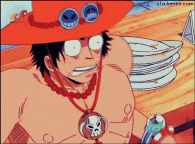 Terrified One Piece Ace In Restaurant GIF