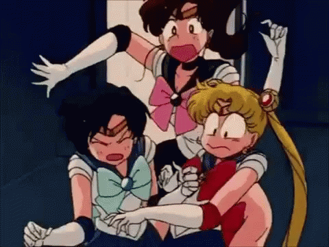 Terrified Sailor Jupiter Pushing Away GIF