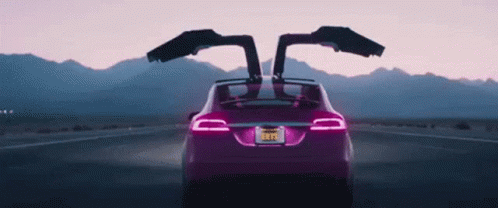 Purple Tesla Car Door Up Dance GIF