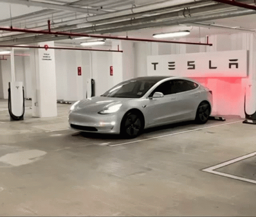 Grey Tesla Model 3 Power On GIF