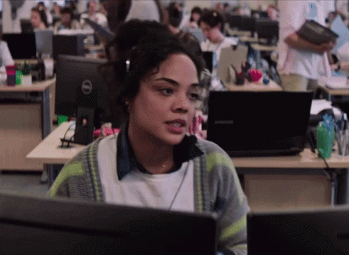 Tessa Thompson In Call Centre GIF