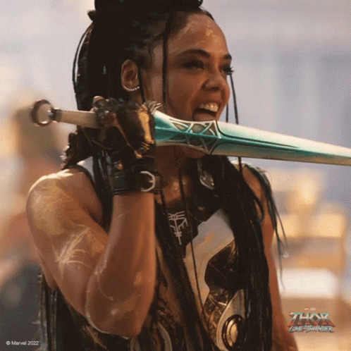 Tessa Thompson Licking Sword GIF