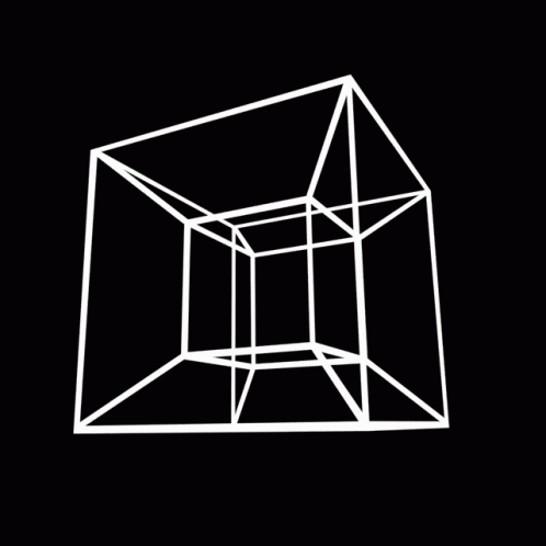 Turning Tesseract Black And White Graphics GIF