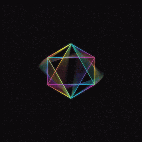 Rainbow Colored Spinning Tesseract GIF