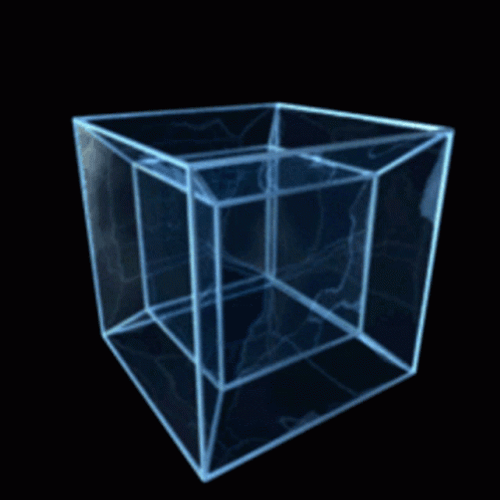 Tesseract Revolving Sideways Crystal Clear Walls GIF