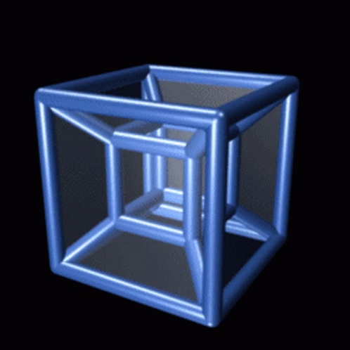 Tesseract Rotating Sideways Black Background GIF