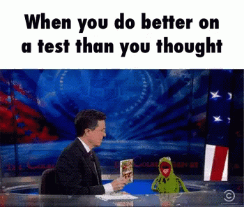 Test Day Stephen Colbert Kermit The Frog Cheering GIF