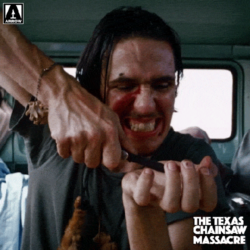Texas Chainsaw Crazy Hand Cut GIF