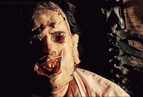 Texas Chainsaw Creepy Face Horror GIF