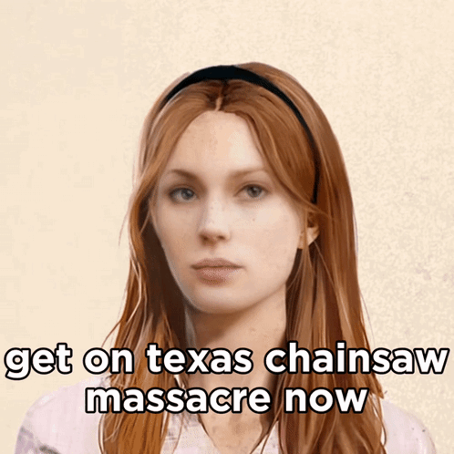 Texas Chainsaw Fake Smile Reaction GIF