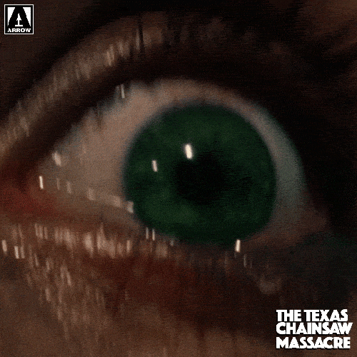 Texas Chainsaw Scared Teary Eyes GIF