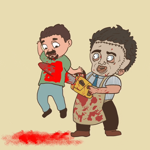 Texas Chainsaw Scary Cartoon Drawing GIF