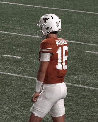 Texas Football Player in White Helmet