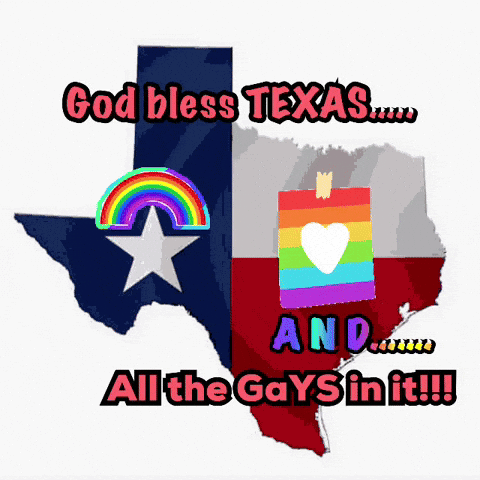 Texas Map With Rainbow and Heart