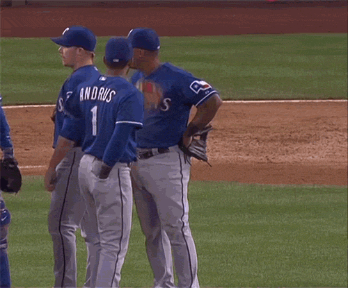 Texas Rangers Baseball Players on Field