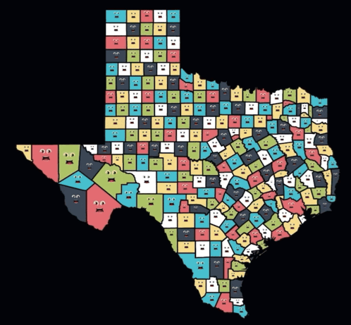 Texas State Map With Many Faces