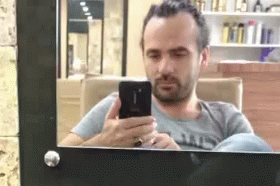 Checking Texting Image In Mirror GIF