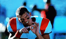 Thad Castle Alan Ritchson Dirty Finger Sign GIF