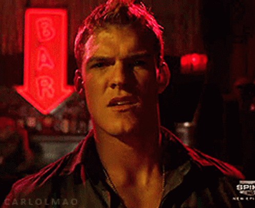 Thad Castle Alan Ritchson Fierce Look GIF